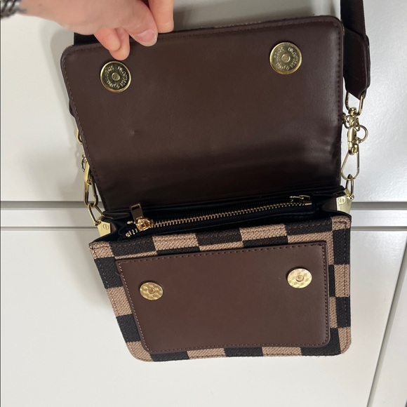 Checkered Crossbody Bag - Black and Brown - Picture 5 of 7